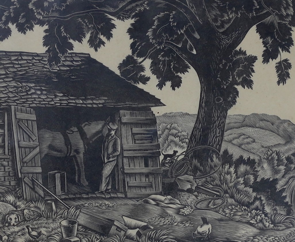 Clifford Webb RBA, RE (1895-1972) and Tom Chadwick (1914-1942), two wood engravings, 'Blacksmiths', 5/50 and 'When Fish Flew and Forests Walked', both signed in pencil, 18 x 21cm and 26.5 x 21cm